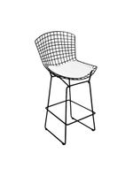 Banqueta Bertoia Preta D70 Assento Branco