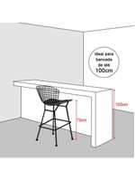 Banqueta Bertoia Preta D70 Assento Branco