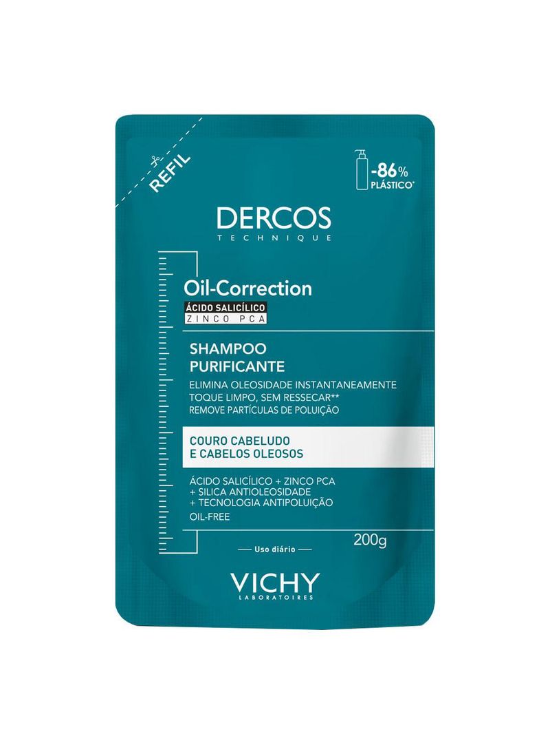 Vichy dercos oil-correction shampoo purificante refil - 200g