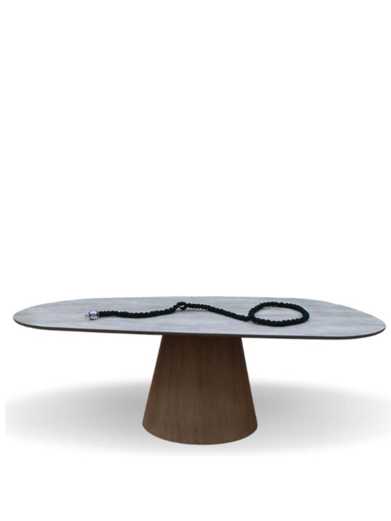 Mesa Oval Organica Em Cimento 235x122cm