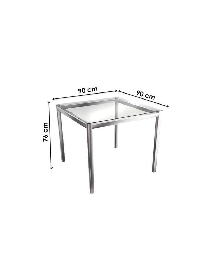 Conjunto Mesa Sala Jantar Reno Com Tampo De Vidro 90x90cm E 4 Cadeiras Lisboa Cromada Preto Kappesberg