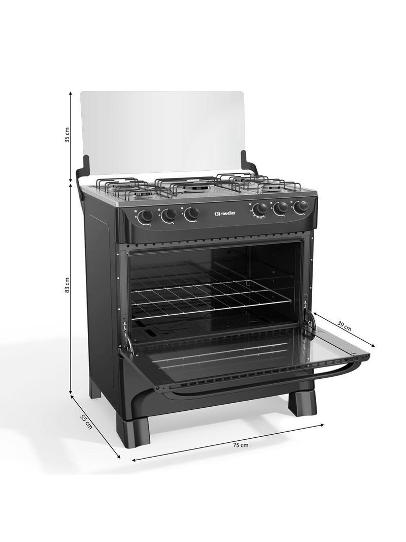 Fogão Mueller 5 Bocas Preto Fosco Acendimento Manual Mfi5ba