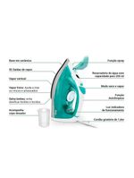 Ferro De Passar A Vapor Philco 320ml Base Cerâmica PFV71 220V