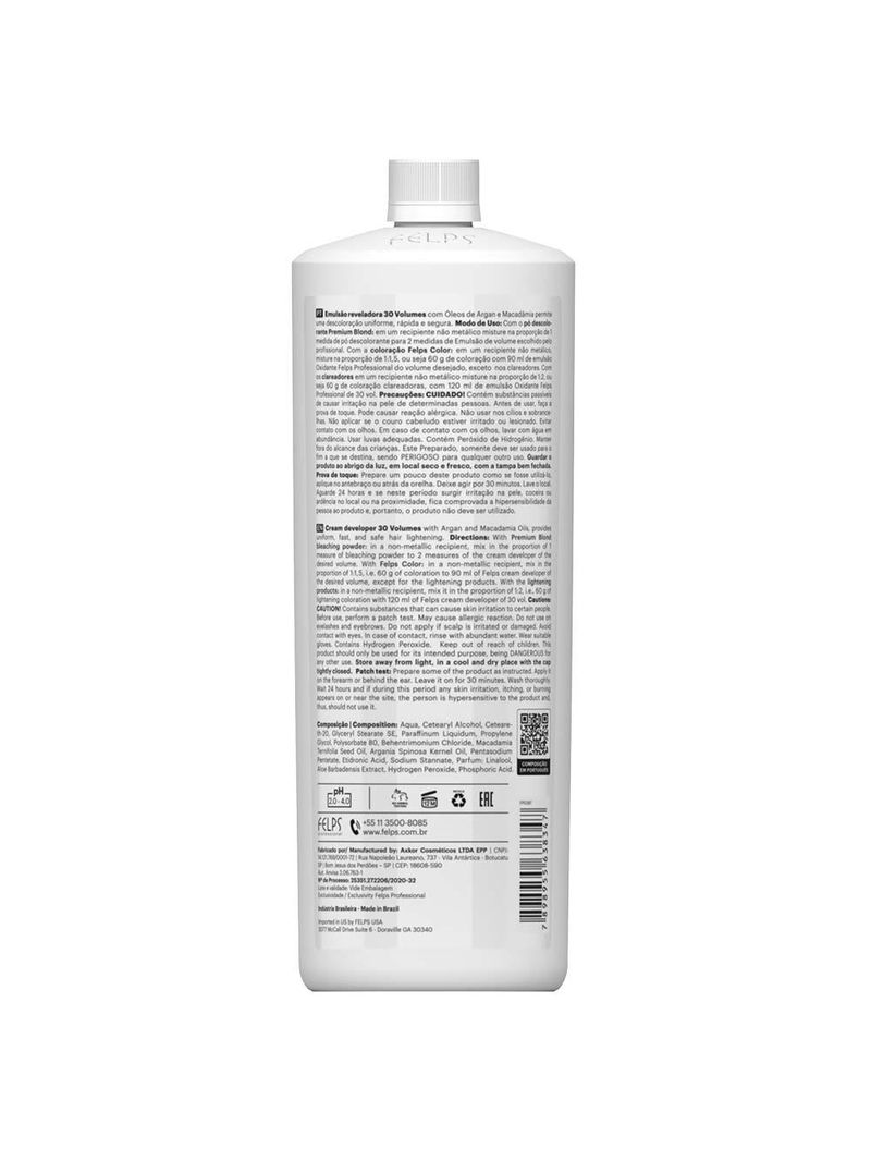 Água oxigenada felps color 9% - emulsão reveladora 30 volumes