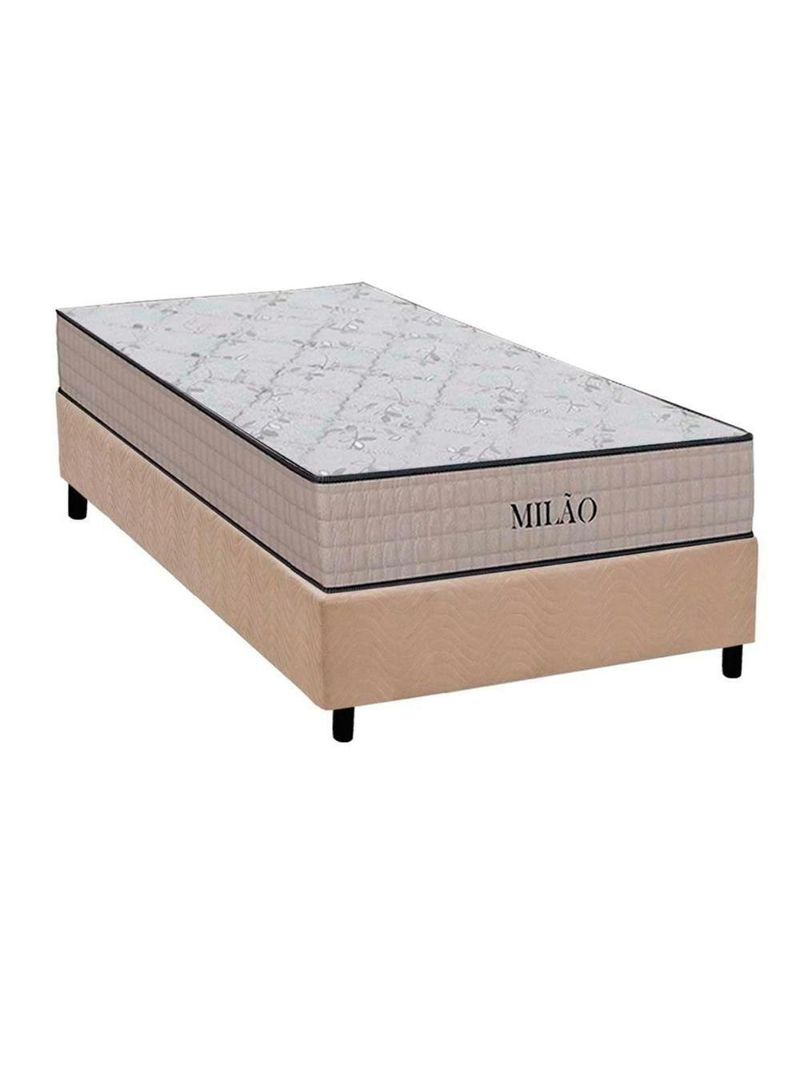 Cama Box Solteiro: Colchão Espuma D33 Ortho Milão + Base Crc Suede Clean (78x188)