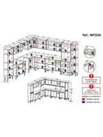 Armário De Cozinha Modulada 12 Pçs Com Balcão De Pia Siena Multimóveis Mp2240 Branco-preto