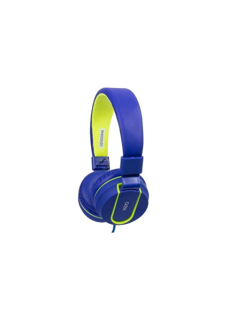Fone de ouvido com microfone dobravel oex teen fluor hs107 - azul e verde azul/verde