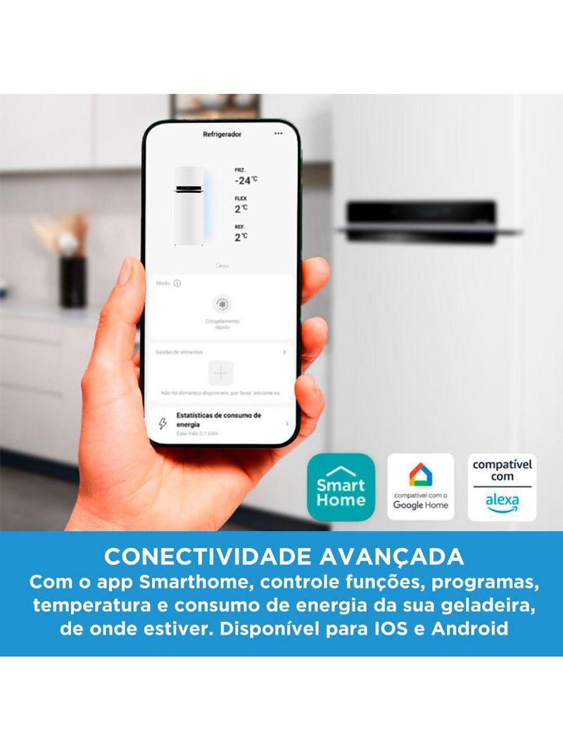 Geladeira Frost Free Duplex 491L Inverter Branca Midea MD-RT650EVK013 - Bivolt