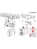 Armário De Cozinha Modulado Com Bancada Veneza Multimóveis Mp2212 Branco/dourado Branco/dourado