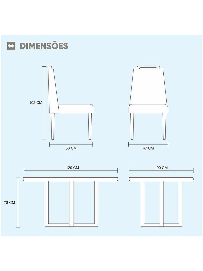 Conjunto Sala De Jantar Mônaco 4 Cadeiras Off White