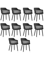 Kit Com 10 Cadeiras Para Sala De Jantar Marcela Preto