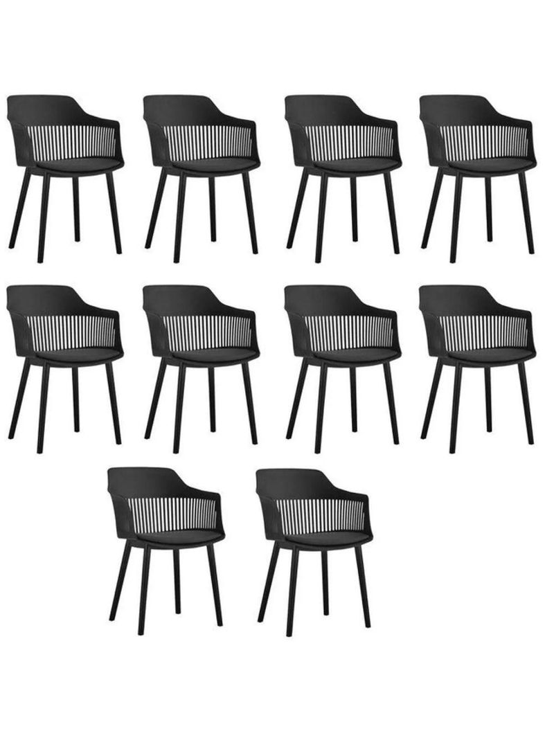 Kit Com 10 Cadeiras Para Sala De Jantar Marcela Preto