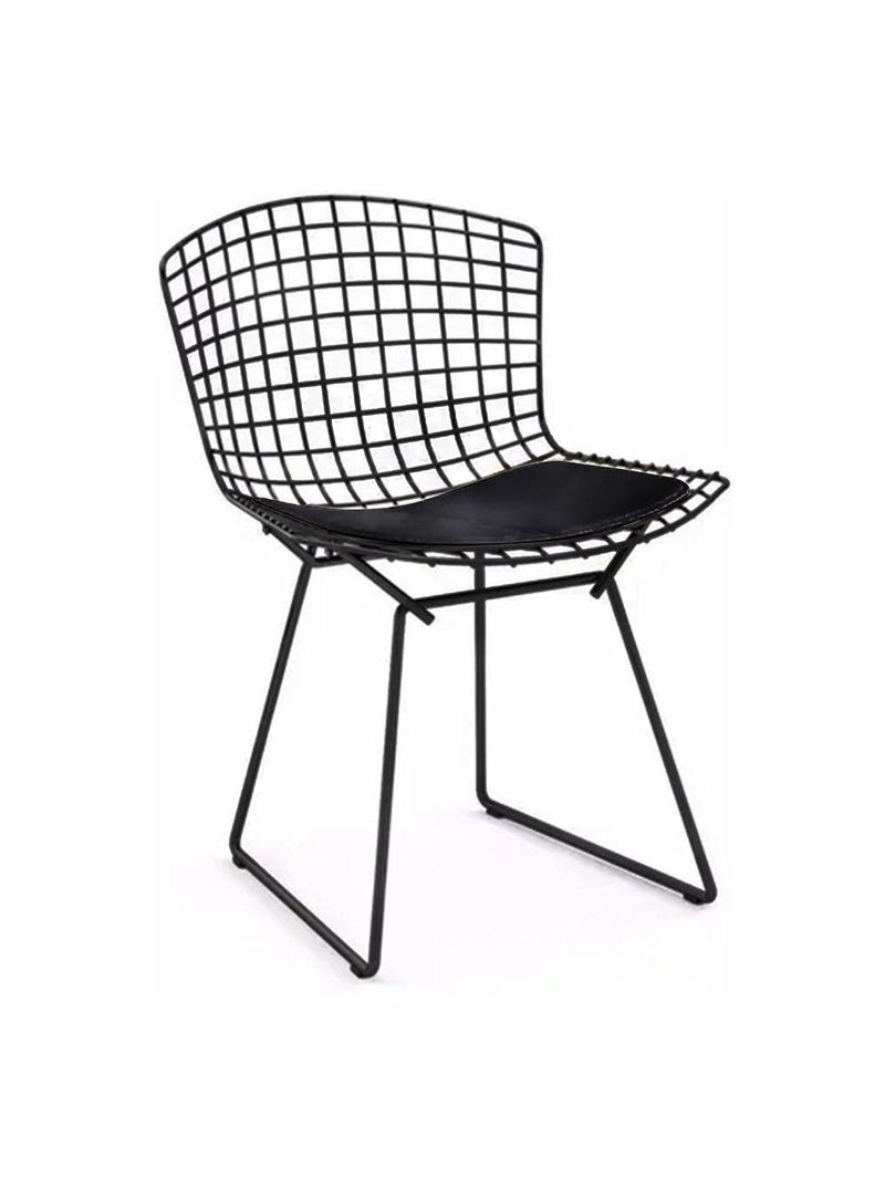 Cadeira Bertoia Preta Com Assento Preto