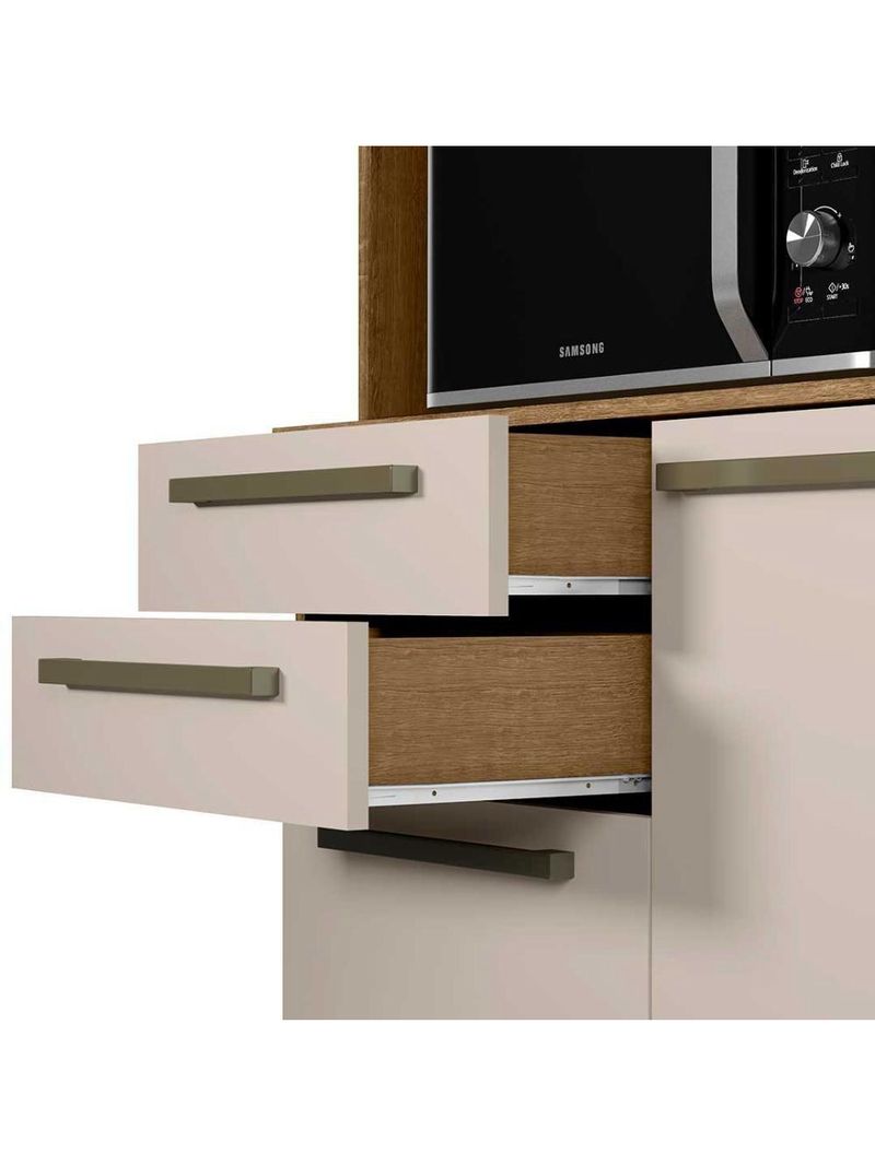 Cozinha Compacta Prisma Com Armário E Balcão Ripado 5 Portas Mel-arenas Mel Ripado-arenas
