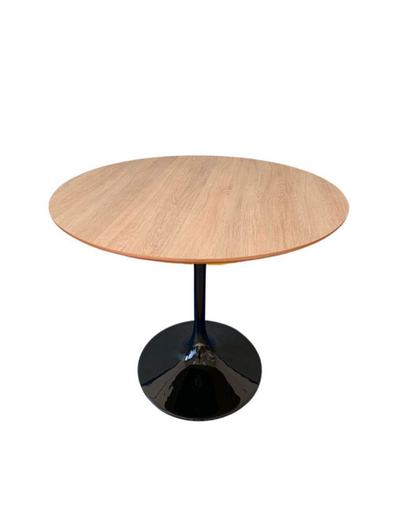 Mesa De Jantar Tulipa Saarinen Redonda 100cm Tampo Jade Cor Preto