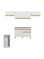 Armário De Cozinha Modulado Com Bancada Veneza Multimóveis Mp2212 Branco/dourado Branco/dourado