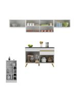 Armário De Cozinha Modulado Com Bancada Veneza Multimóveis Mp2212 Branco/dourado Branco/dourado
