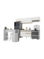 Armário De Cozinha Modulado Com Bancada Veneza Multimóveis Mp2212 Branco/dourado Branco/dourado