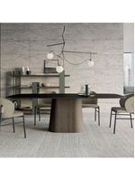 Mesa Cone Retangular Laca Preta 140x90cm Base Nogueira