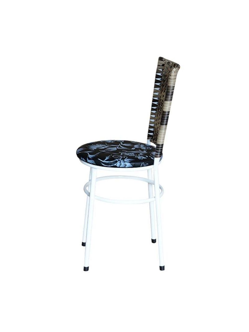 4 Cadeiras Brancas Para Mesa Hawai Cappuccino Premium Assento Floral Preto