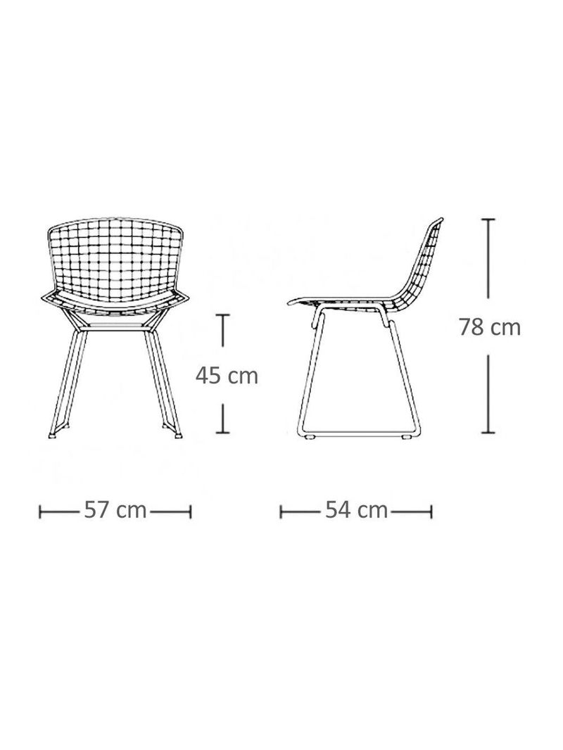 Cadeira Bertoia Preta Com Assento Preto