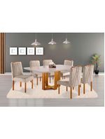 Conjunto Jantar Mesa E 6 Cadeiras Mel/Off White/ Bege Areia