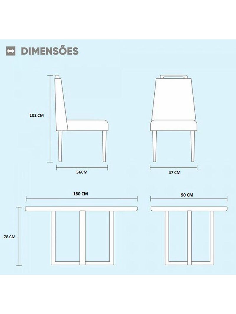 Conjunto Jantar Mesa E 6 Cadeiras Mel/Off White/ Bege Areia