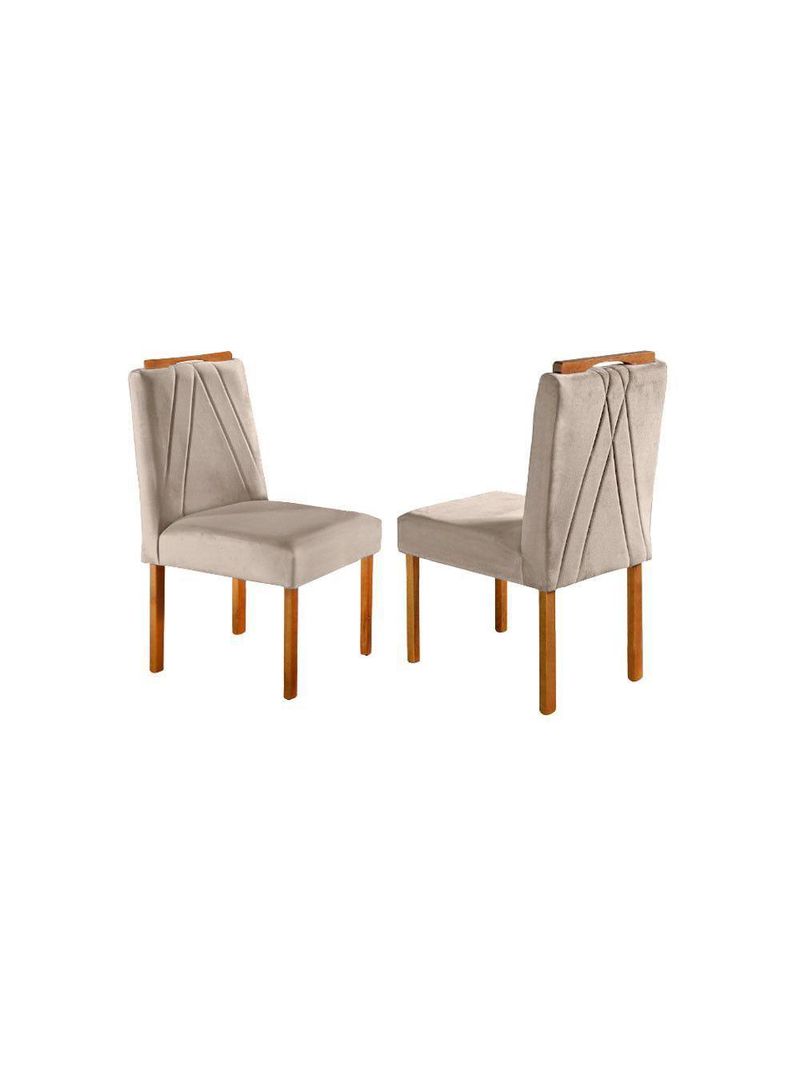 Conjunto Jantar Mesa E 6 Cadeiras Mel/Off White/ Bege Areia