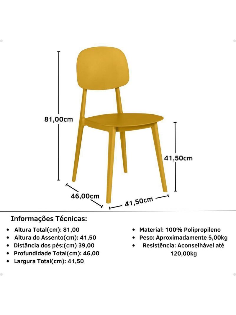 Conjunto Mesa De Jantar Eiffel  100cm 4 Cadeiras Itália