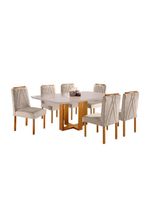 Conjunto Jantar Mesa E 6 Cadeiras Mel/Off White/ Bege Areia