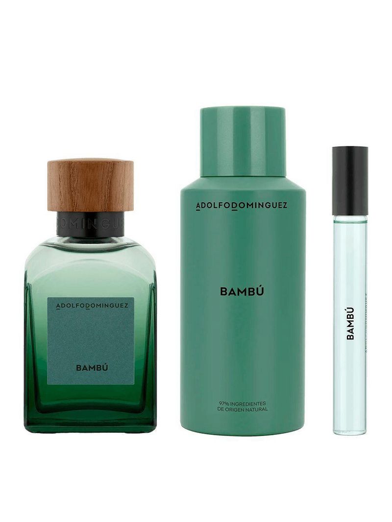 Kit Adolfo Dominguez Bambu Desodorante 150ml + Eau De Parfum 120ml + Eau De Parfum 10ml - Perfume Masculino
