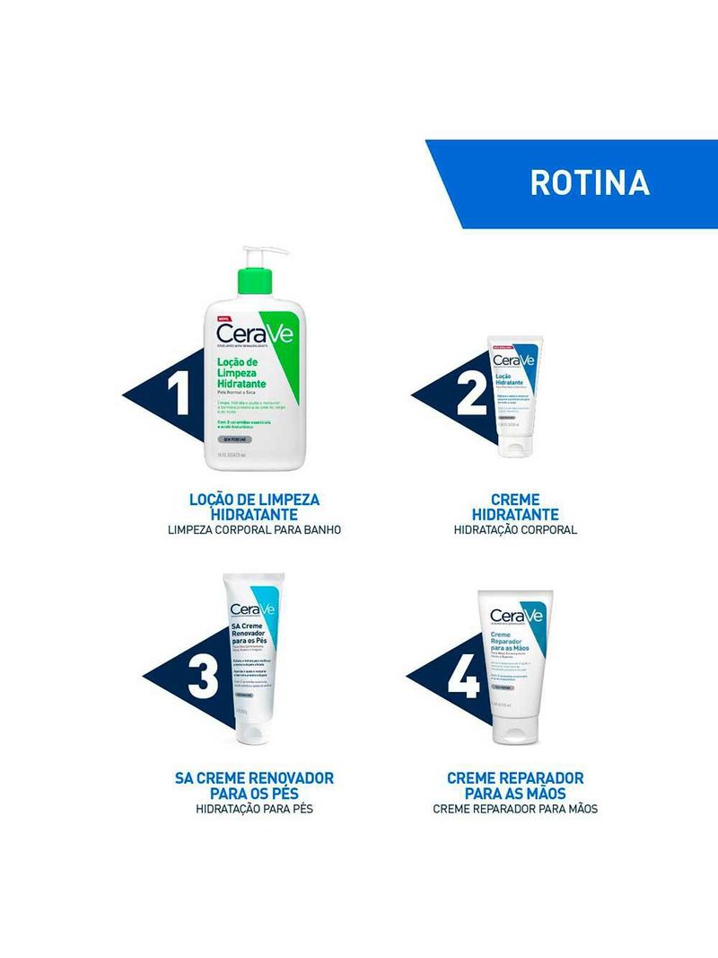 Loção hidratante corporal cerave para pele seca com Ácido hialurônico e ceramidas