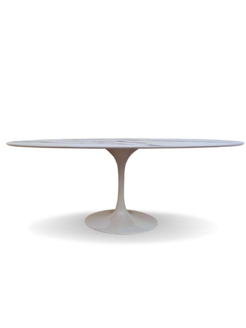 Mesa De Jantar Tulipa Saarinen Oval 198x122cm Testurizado Marmore