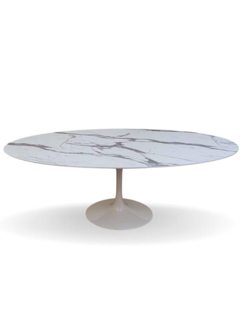 Mesa De Jantar Tulipa Saarinen Oval 198x122cm Testurizado Marmore