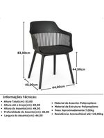Kit 9 Cadeira Marcela Montreal Em Polipropileno Assento Estofado Preto