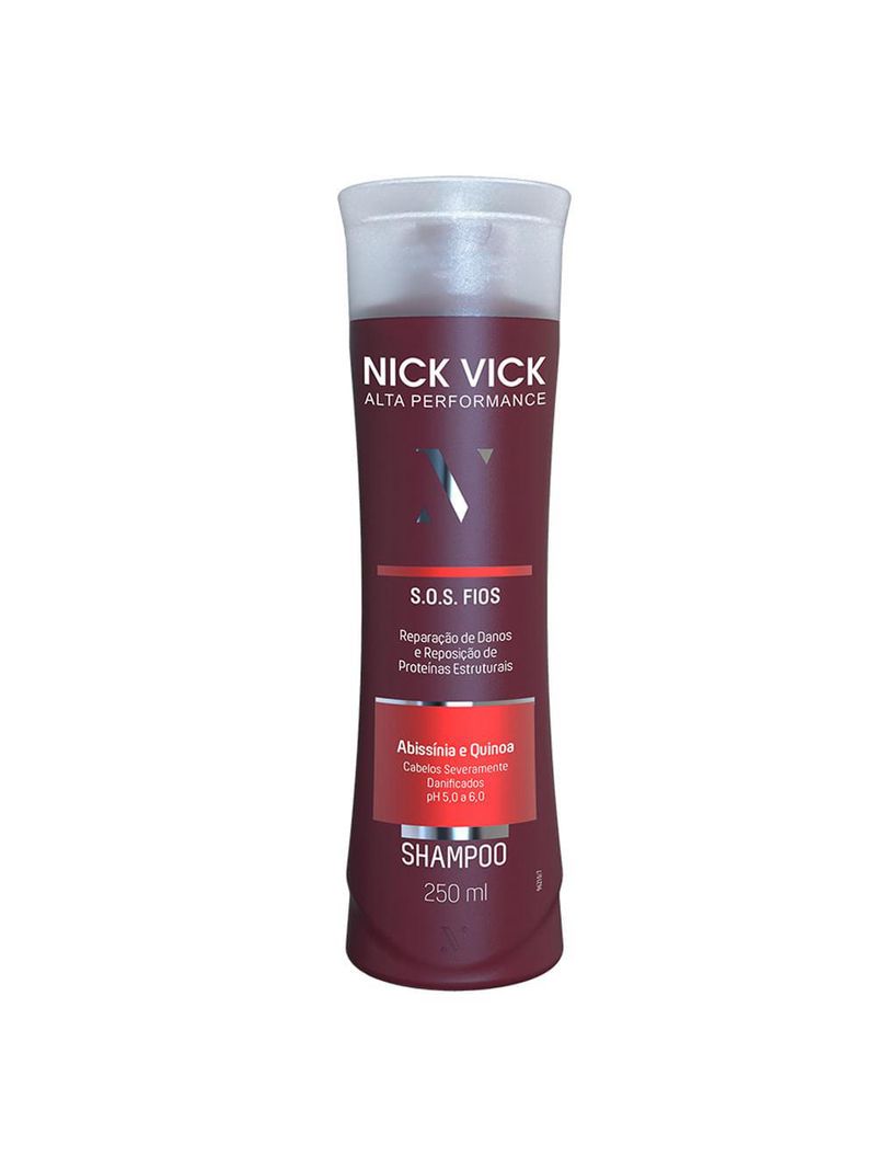 Nick & vick pro-hair sos fios abssinia e quinoa - shampoo reconstrutor