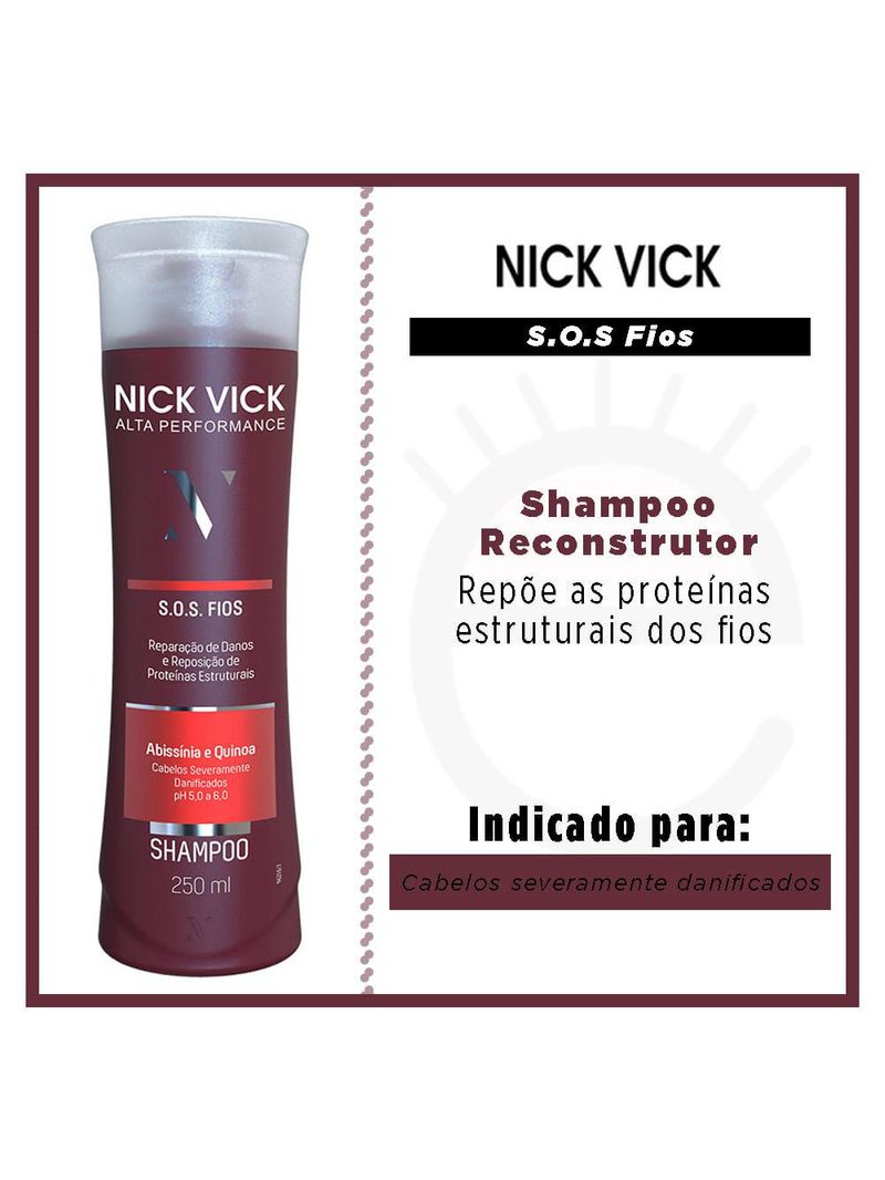 Nick & vick pro-hair sos fios abssinia e quinoa - shampoo reconstrutor