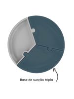 Prato infantil de silicone encaixe puzzle deep blue e cinza - minikoioi