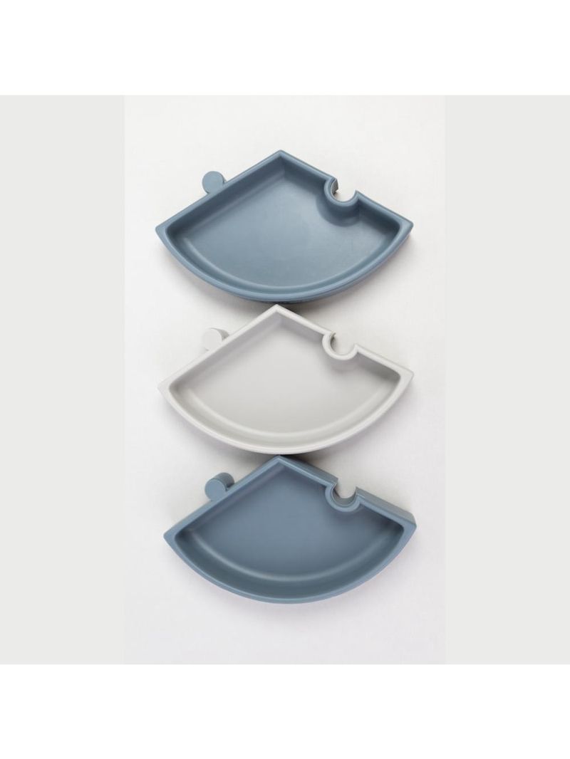 Prato infantil de silicone encaixe puzzle deep blue e cinza - minikoioi