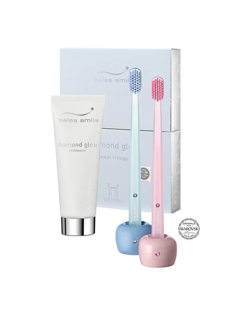Swiss smile gold kit  - creme dental + escovas + suporte