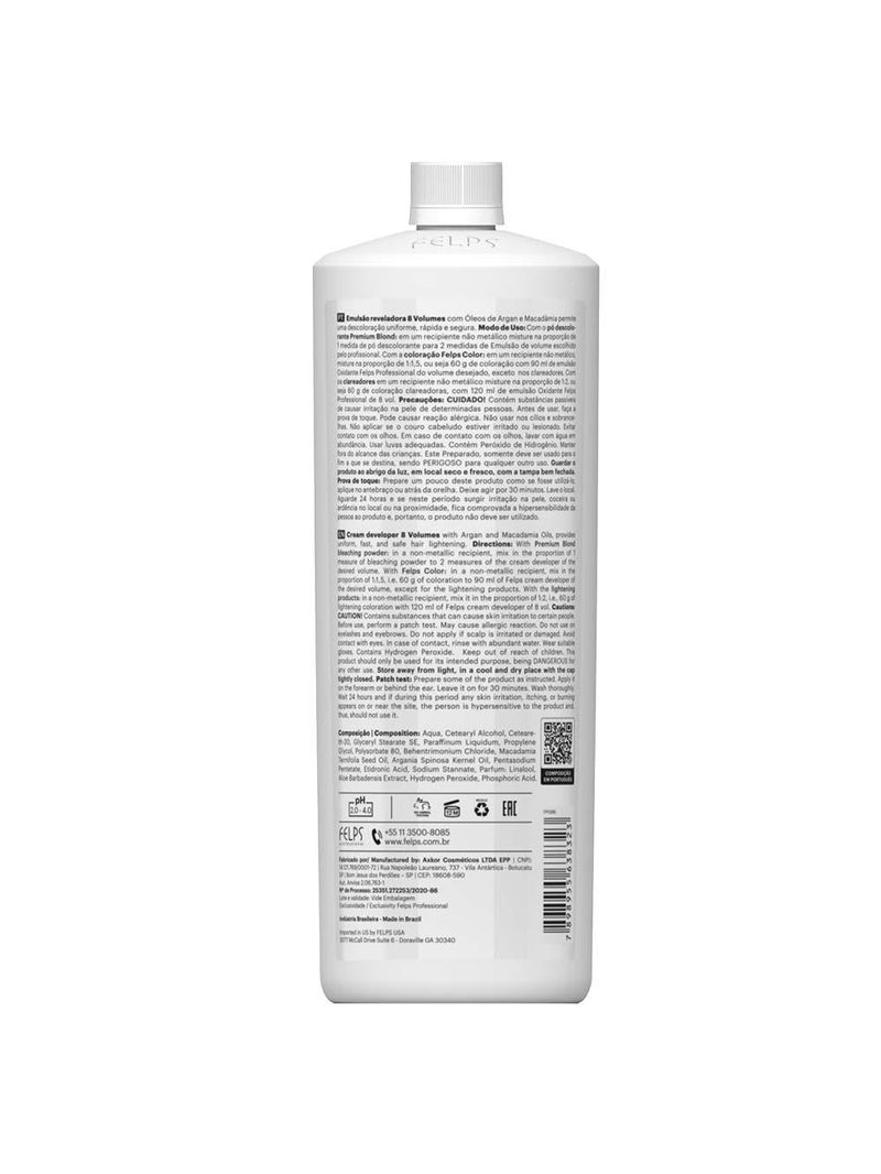 Água oxigenada felps color 25% - emulsão reveladora 8 volumes