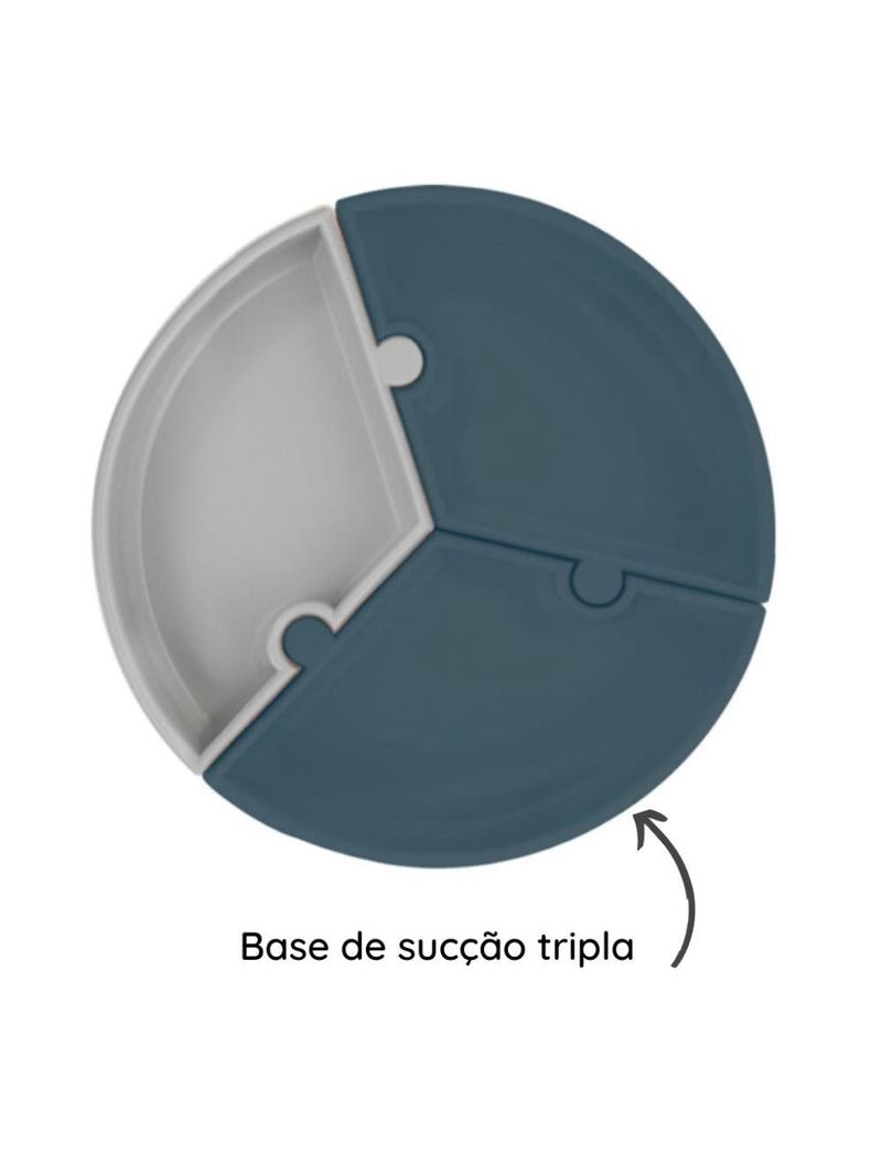 Prato infantil de silicone encaixe puzzle deep blue e cinza - minikoioi