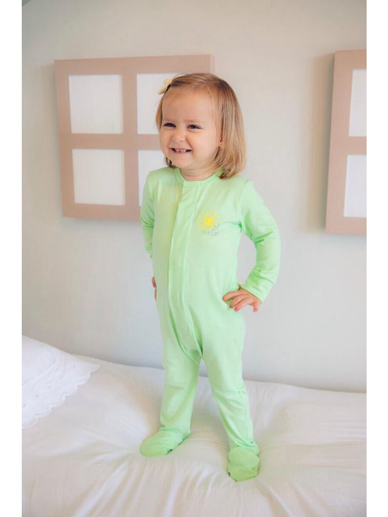 Macacão magnético gravidicas - menta com estampa sunshine - 18 meses (1 a 2 anos)
