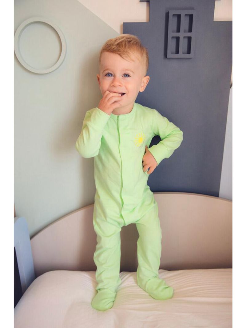 Macacão magnético gravidicas - menta com estampa sunshine - 18 meses (1 a 2 anos)