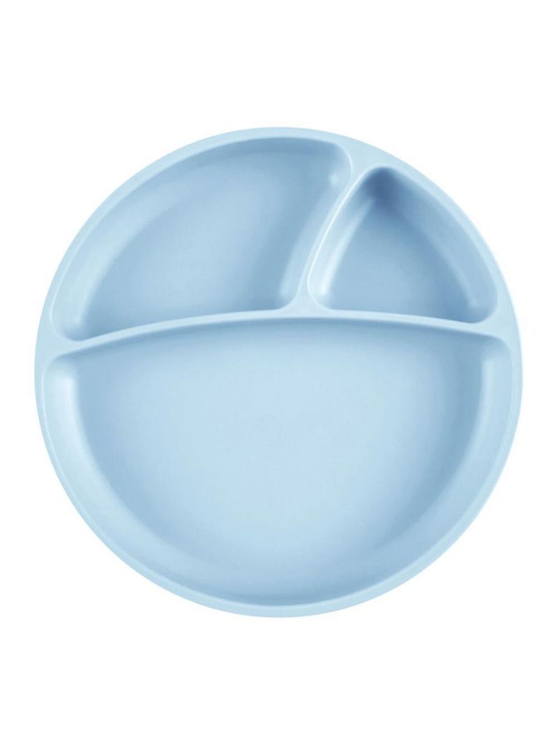Prato infantil de silicone com divisórias e sucção portions mineral blue - minikoioi