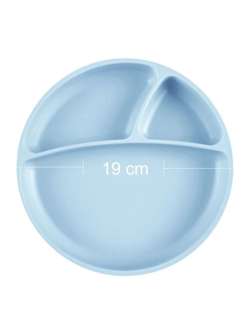 Prato infantil de silicone com divisórias e sucção portions mineral blue - minikoioi