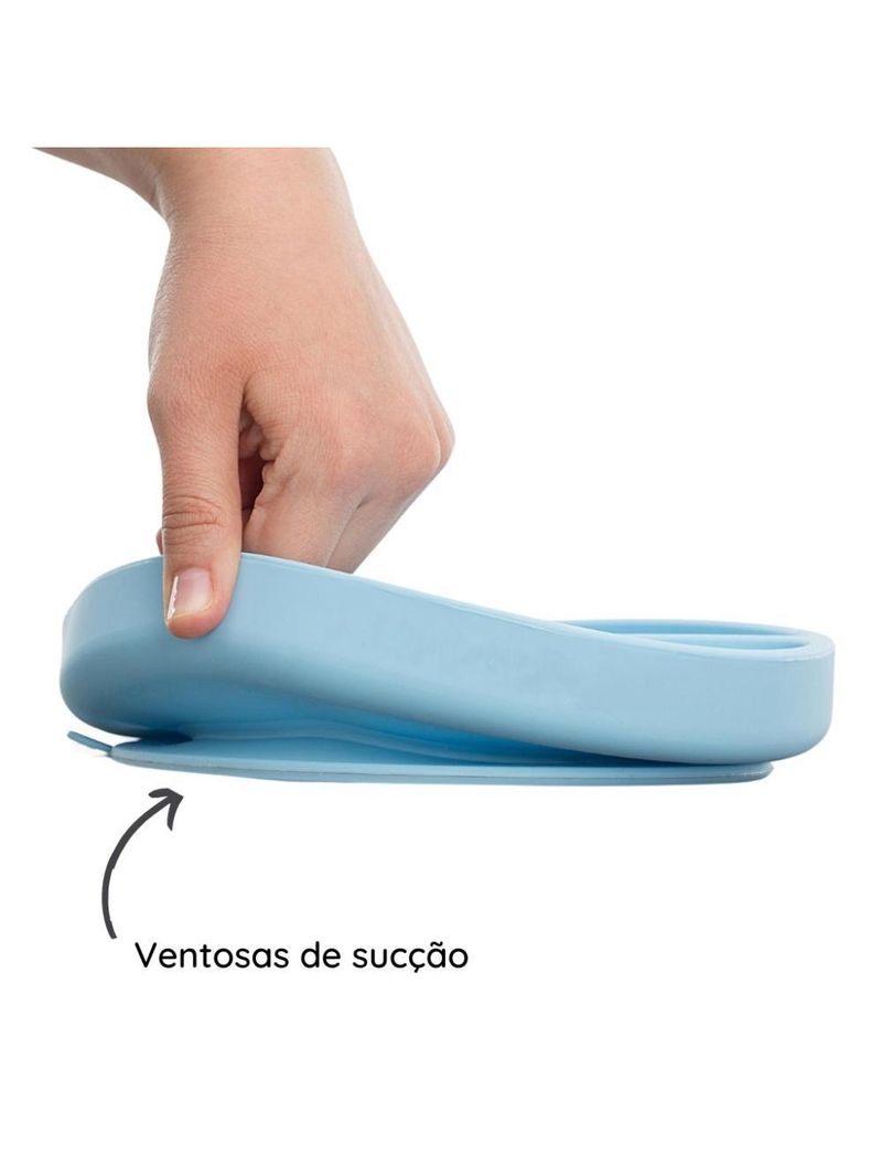 Prato infantil de silicone com divisórias e sucção portions mineral blue - minikoioi