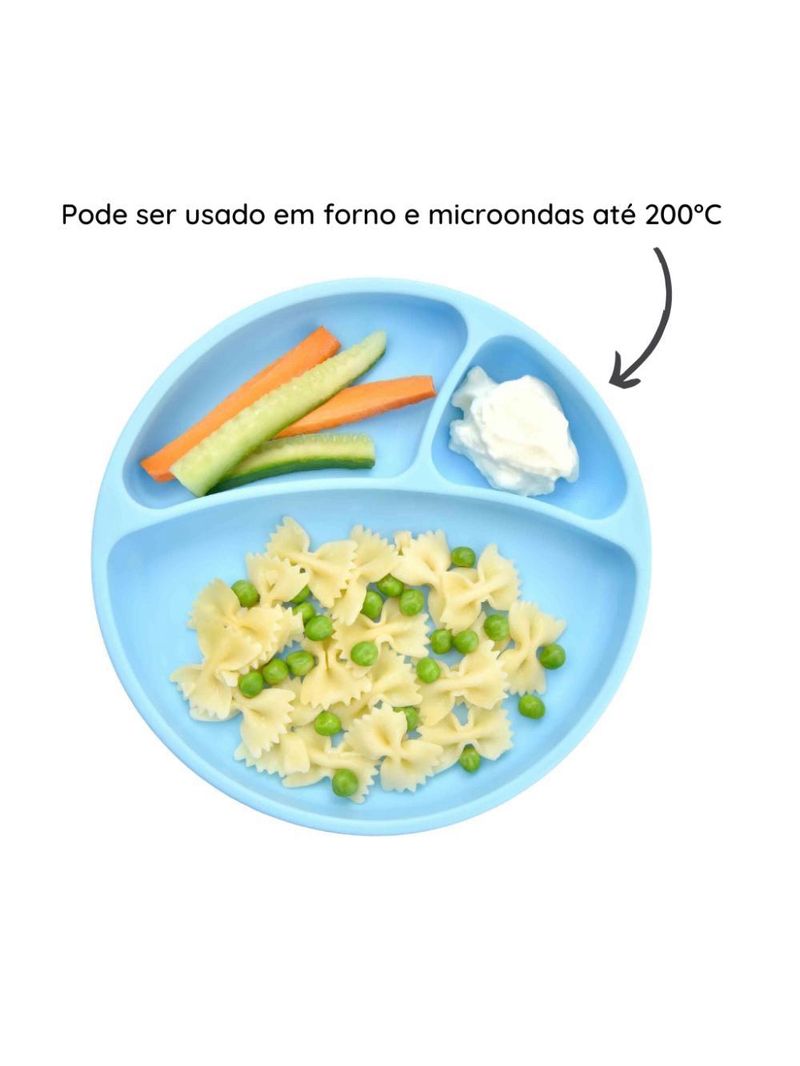 Prato infantil de silicone com divisórias e sucção portions mineral blue - minikoioi