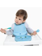 Prato infantil de silicone com divisórias e sucção portions mineral blue - minikoioi