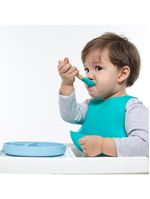 Prato infantil de silicone com divisórias e sucção portions mineral blue - minikoioi
